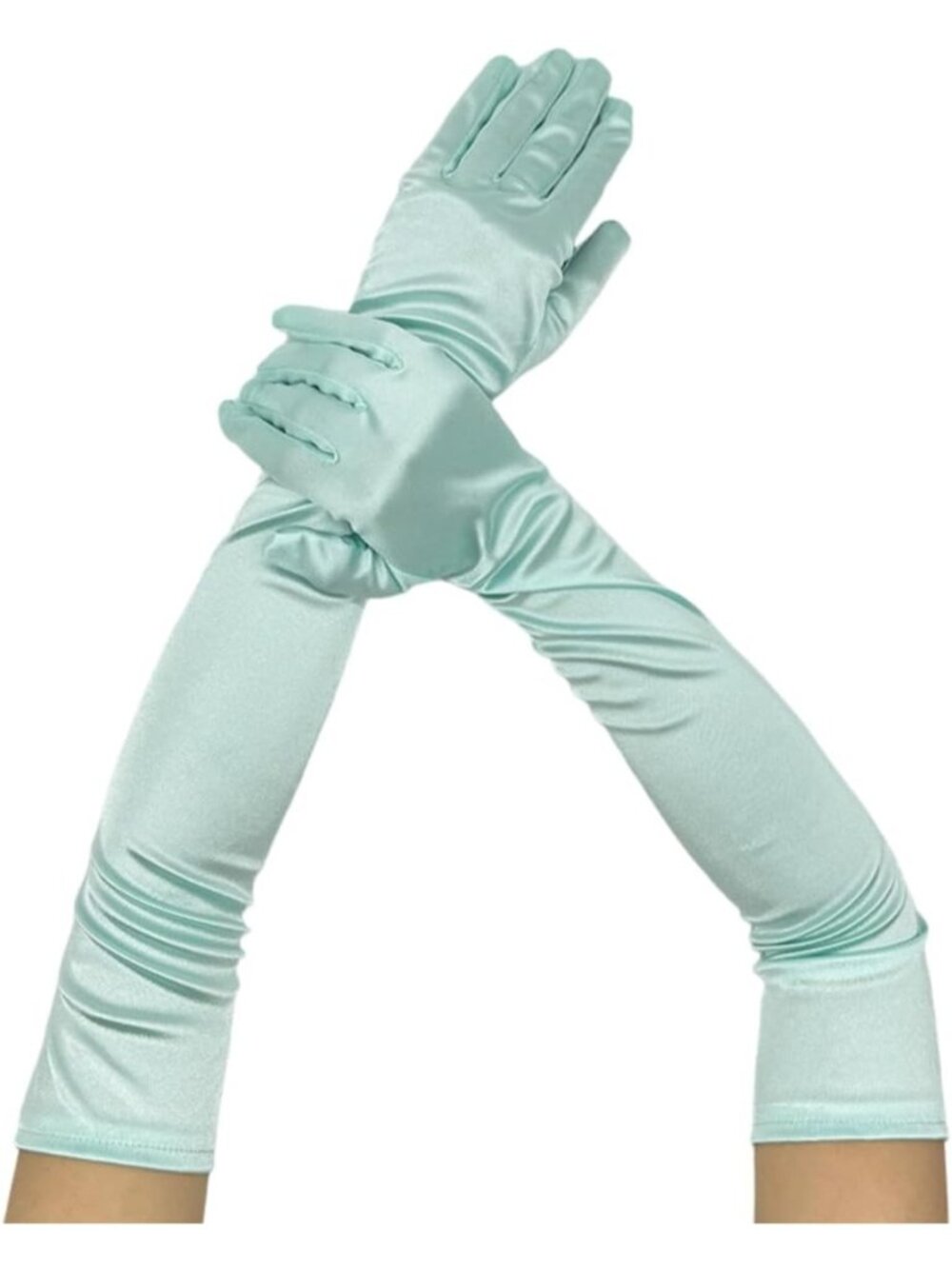 Women's lake Blue Long Opera Elbow Length Wedding Cosplay Costumes Party Gloves